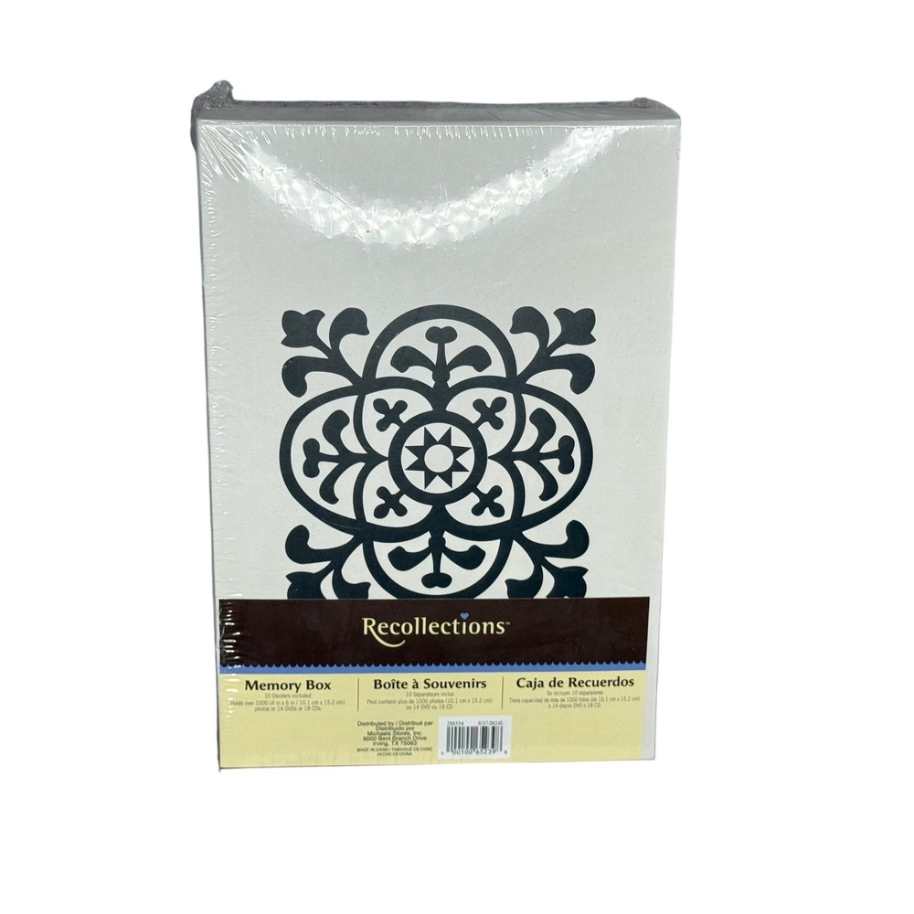 Recollections Memory Box Photo Storage 1000 Count 4x6 Black White Medallion NEW